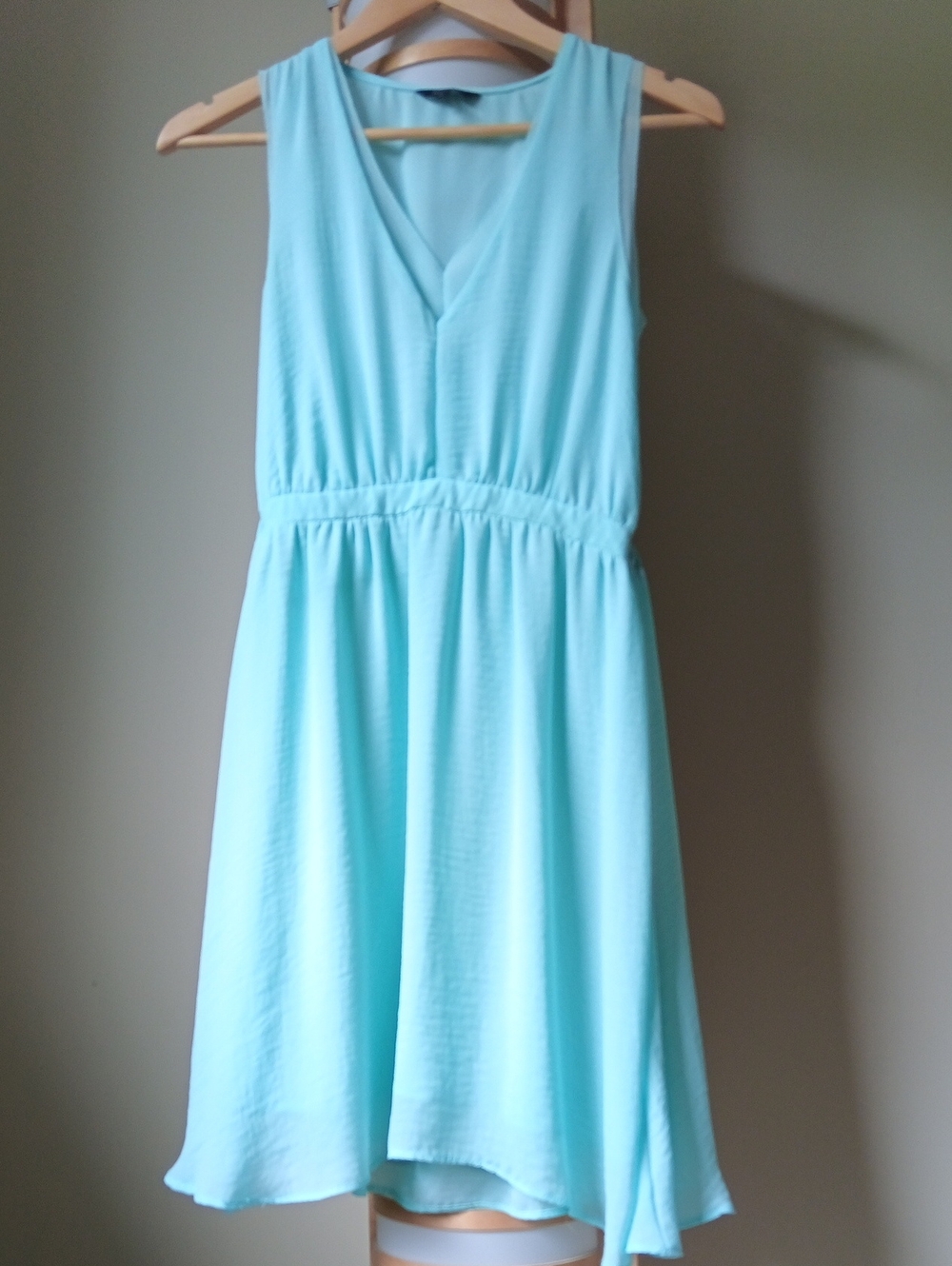 P16" L33" RW&CO Aqua Sleeveless V-Neck Dress